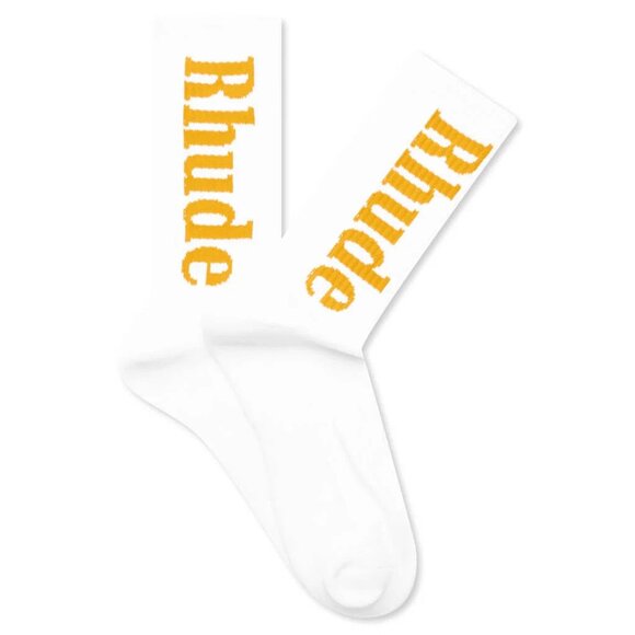 Rhude Logo Sock - White/Mustard
